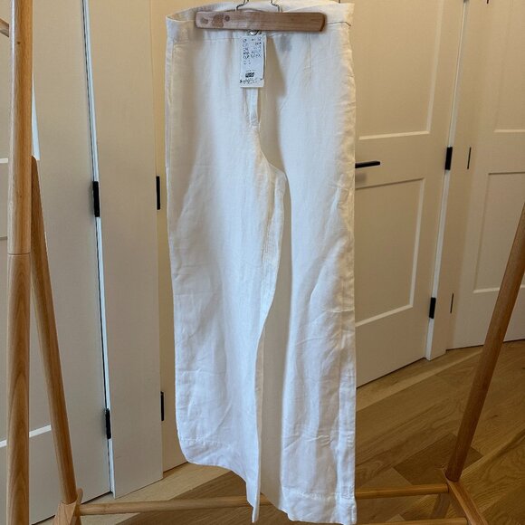 H&M White Linen Wide Leg Pants NWT Size US 4 - Picture 1 of 6